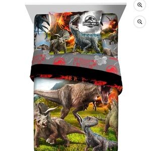 Gray and Black Duvet Cover with Dramatic Dinosaur Design